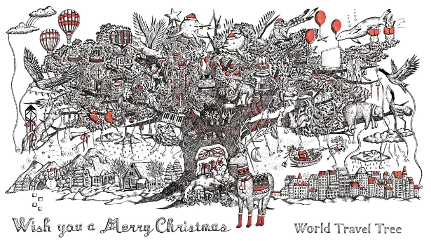 本日から開催　音と映像のクリスマスプロジェクションマッピング 「WORLD TRAVEL TREE “AOYAMA”」　〜あなたのアクションで世界は輝く！〜